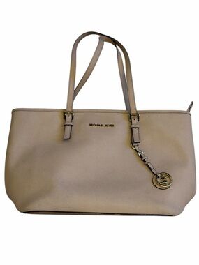 MICHAEL Michael Kors Quinn Large Pebbled Leather Tote Bag BEIGE